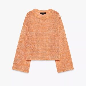Zara Ribbed Knit Sweater with Ribbons in Orange